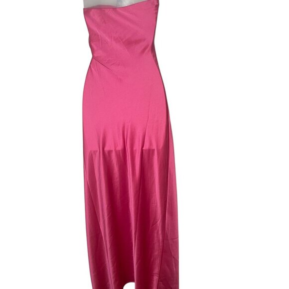 Reformation Nevaeh Satin Dress Flambe Pink Medium NWT Strapless Formal Gown - Picture 3 of 7